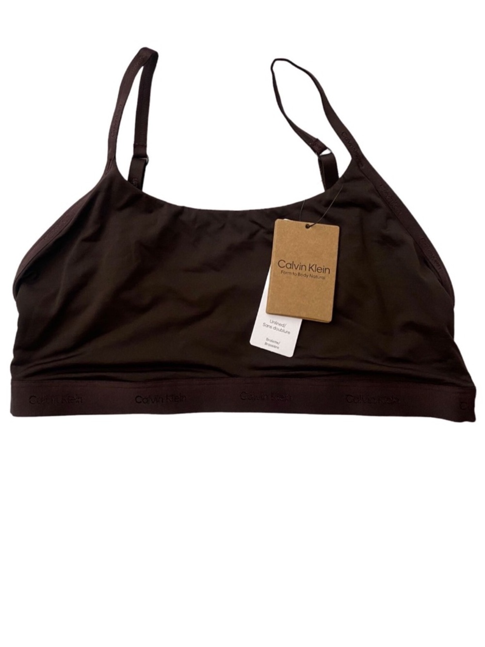Calvin Klein Nwt Form to Body Natural Woodland Unlined Bralette Bra QF6821 021